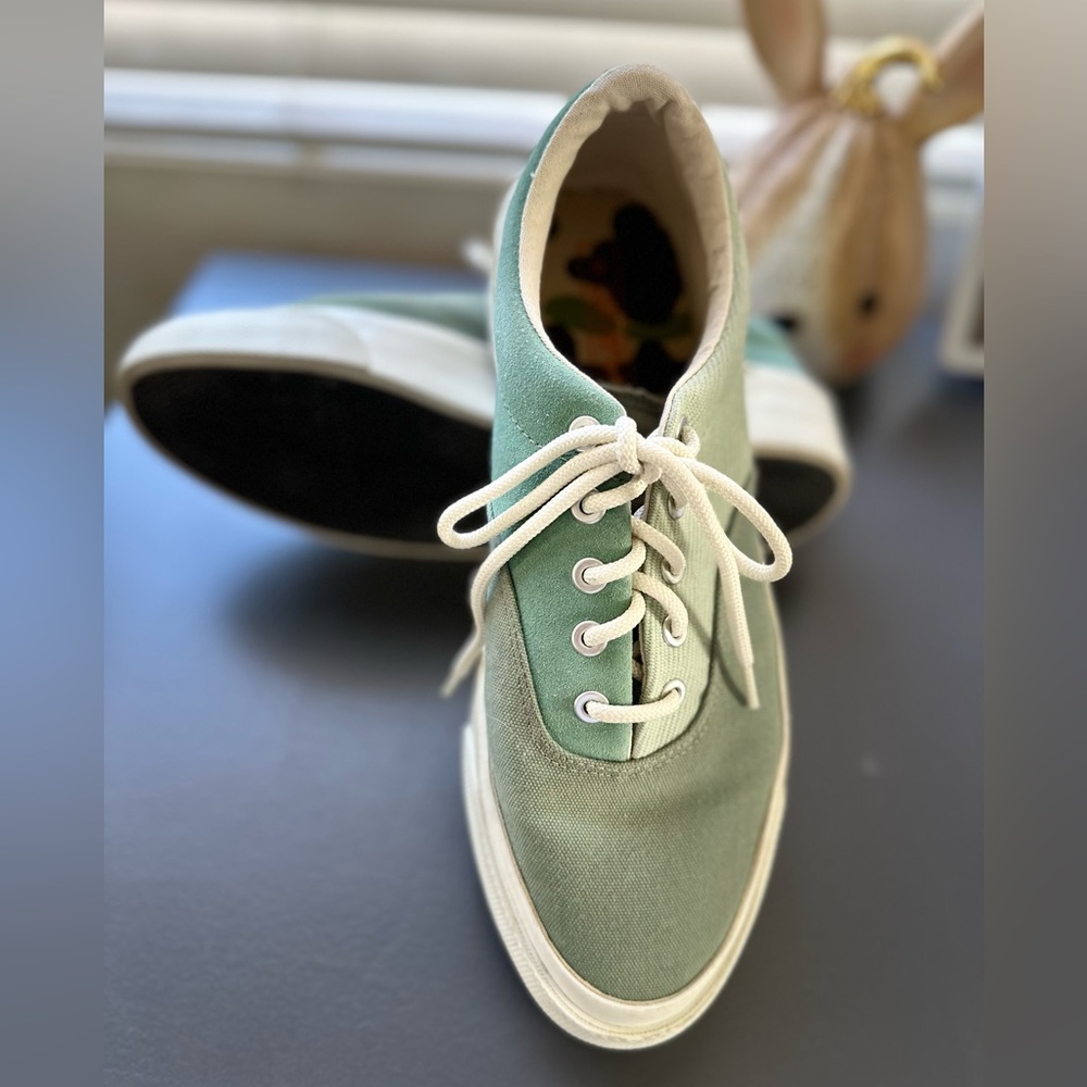 Converse Skid  Grip Ox
Oil Green/Malachite Green. Size 9-mens, 10.5-womens